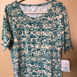 NWT LuLaRoe GiGi 2XL green & cream floral stripe
